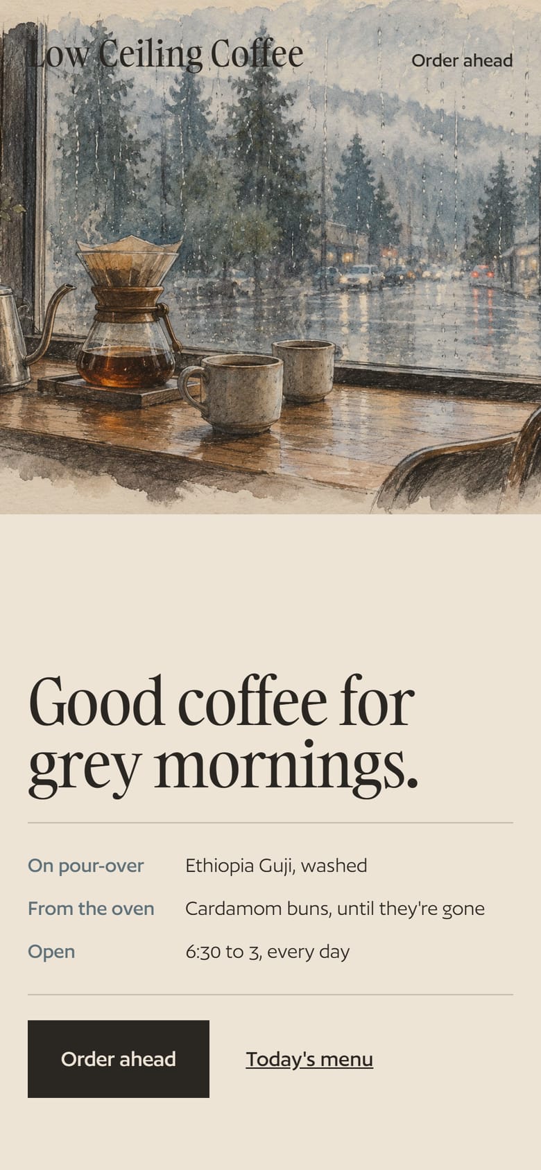 Low Ceiling Coffee sample on a phone.